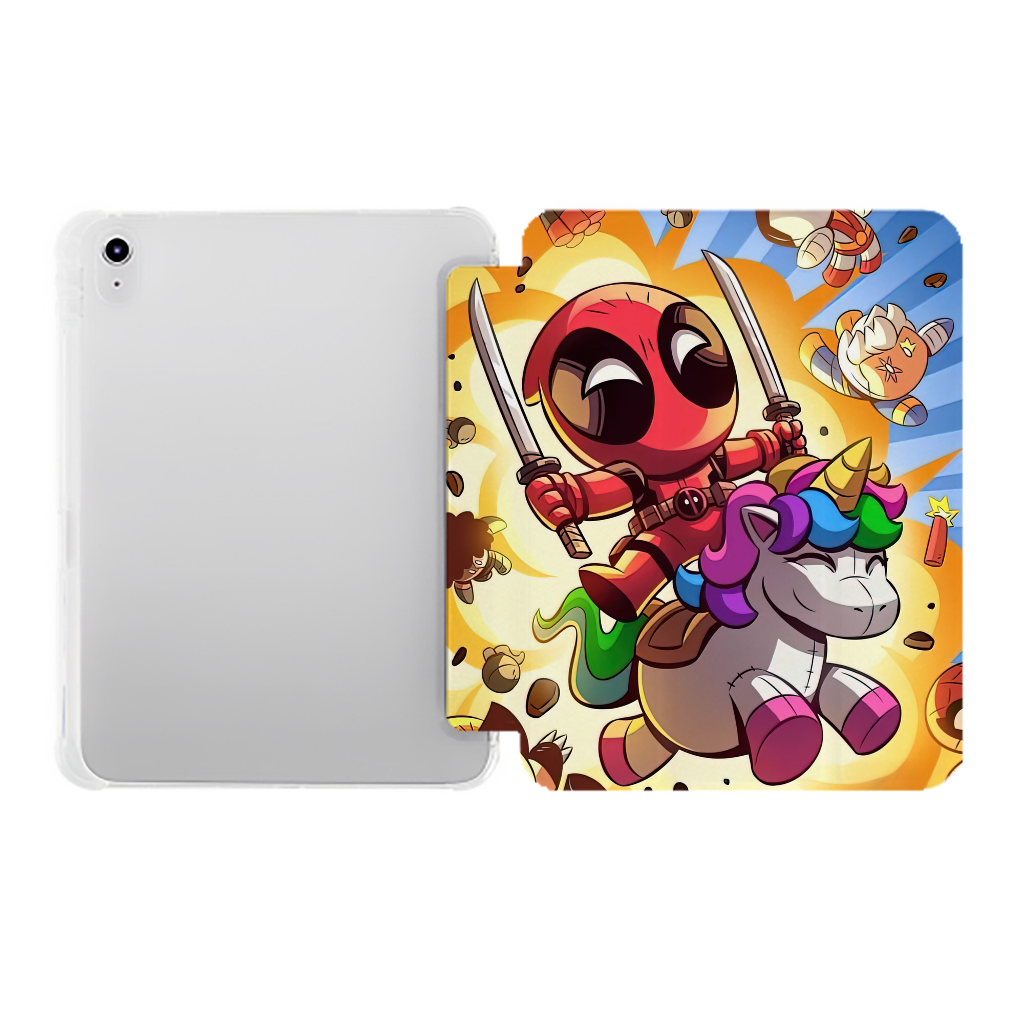 （画像用） Deadpool デッドプール IPad ケース ペン収納付き 三つ折りスタンド PUレザー×シリコン 対応機種9.5/10.5/10.9インチ